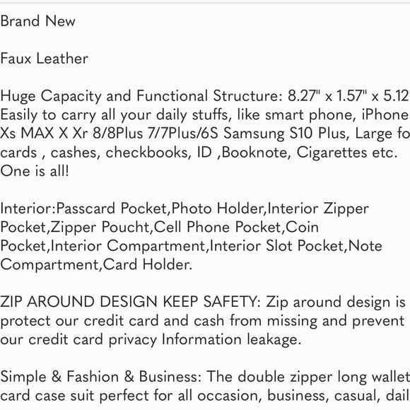 Mens Long Wallet Leather Brown Coffee - Picture 6 of 6